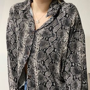 zara snakeskin button up